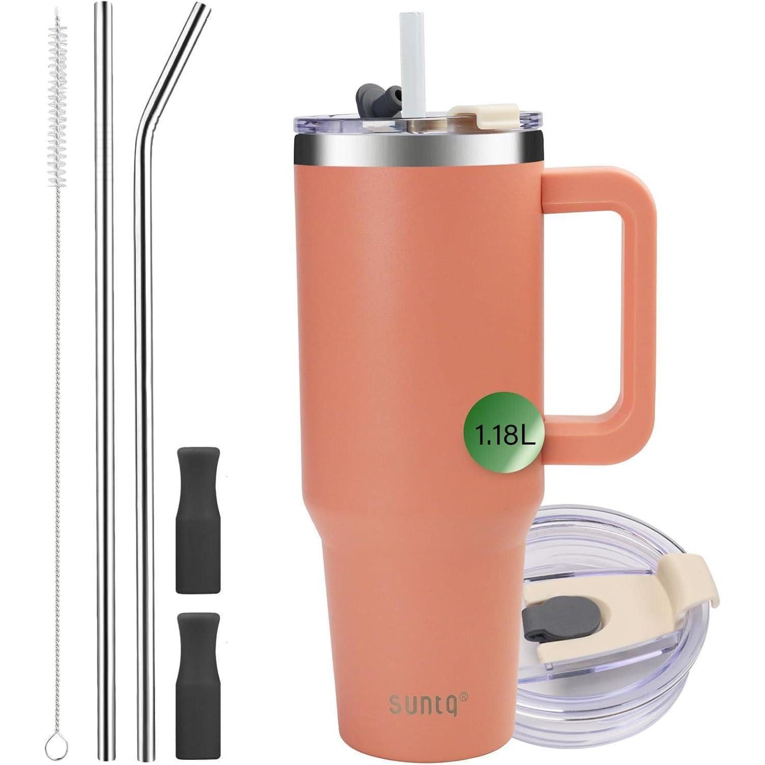 LuxusKollektion Thermobecher Tumbler 1180ml 40oz Edelstahl Vakuum Stroh Pfirsichrosa-40oz 40oz