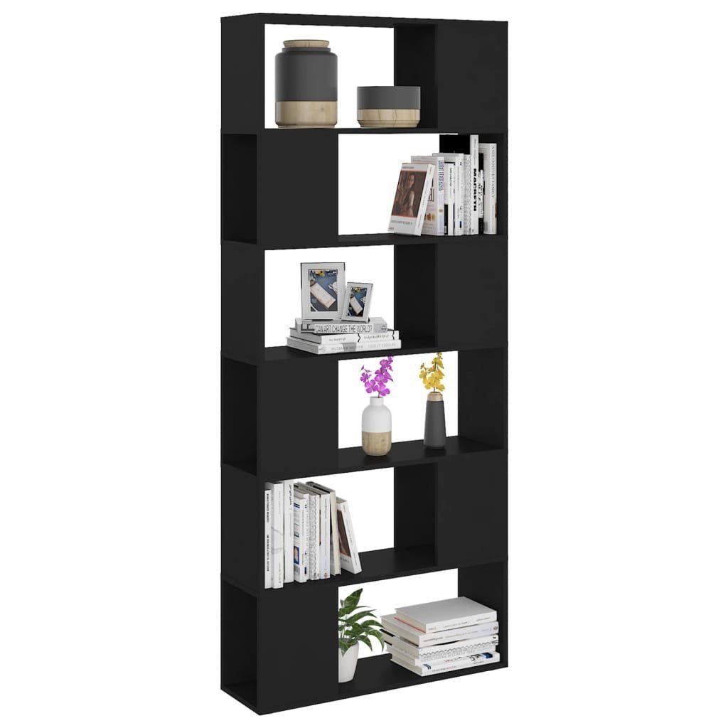 Schwarz 80x24x186 Bücherregal cm Raumteiler Holzwerkstoff furnicato