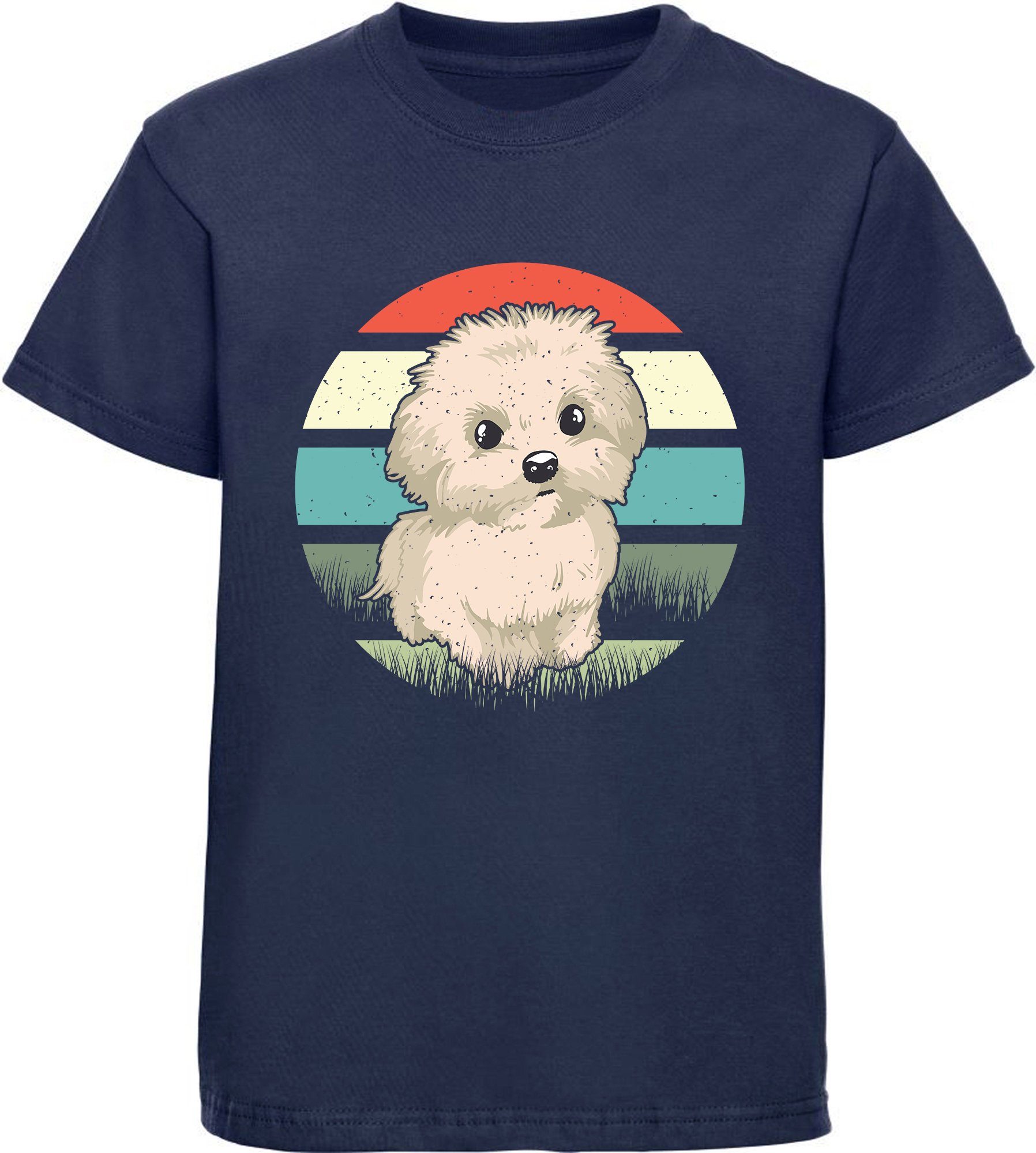 MyDesign24 Print-Shirt Kinder Hunde T-Shirt bedruckt - Retro Malteser Welpen Kurzarm T-Shirt mit Hunde Aufdruck i242