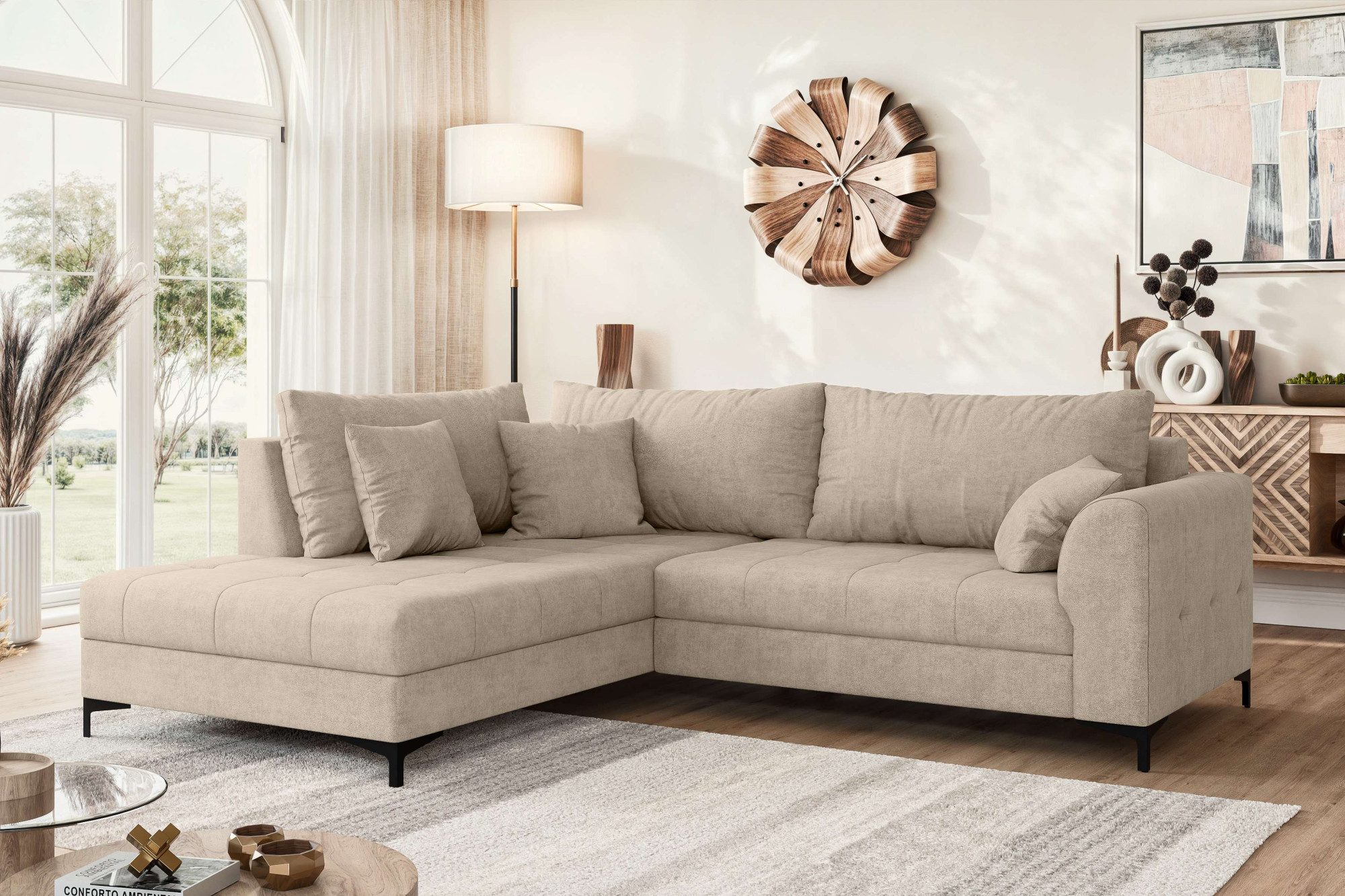 OTTO home Ecksofa LEEVKE Design-Sofa mit Ottomane rechts/links bestellbar, Breite 232 cm, in vielen modernen Farben erhältlich, belastbar bis 480 kg