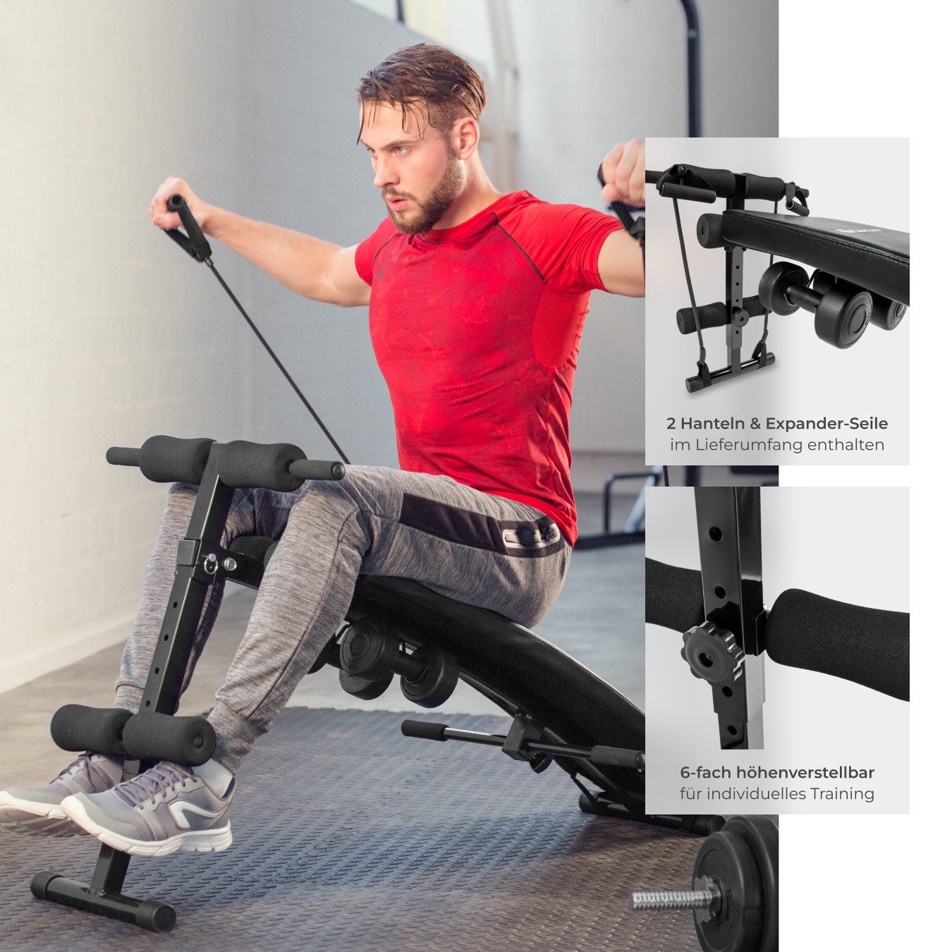 tectake Bauchtrainer Sit-up Bank, 6-fach verstellbar