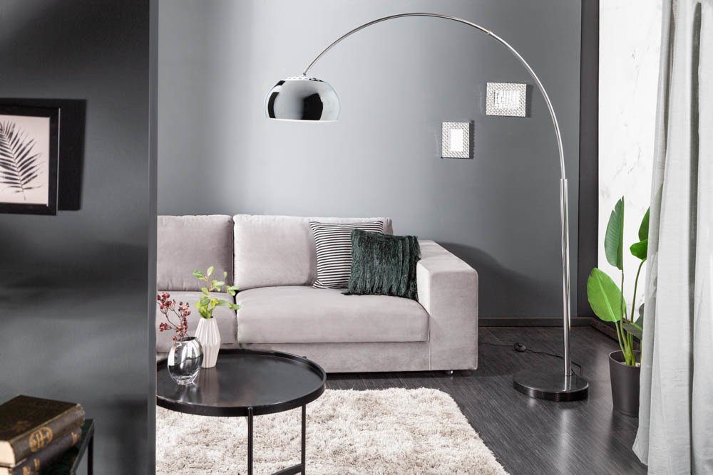 riess-ambiente Bogenlampe LOUNGE DEAL 170-210cm chrom, ohne Leuchtmittel, Wohnzimmer · Metall · verstellbar · Modern Design