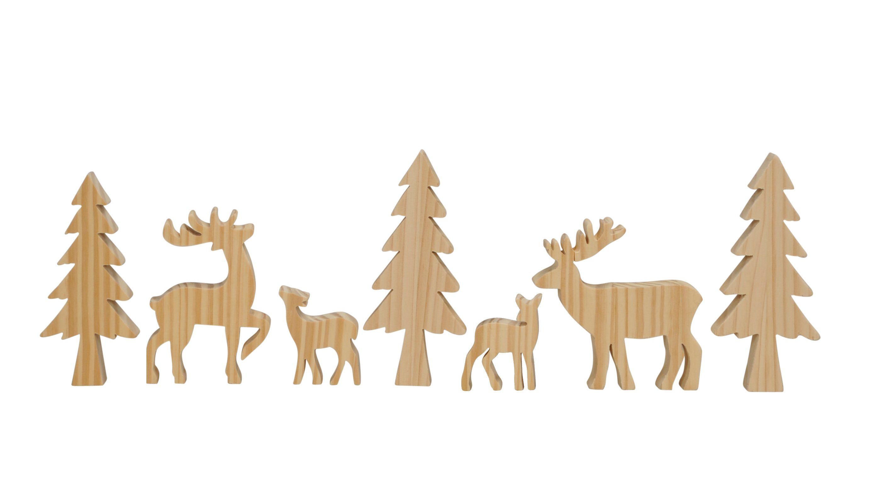 Spetebo Weihnachtsfigur Holzfiguren Set Wald - natur, Weihnachts Deko Figuren Set