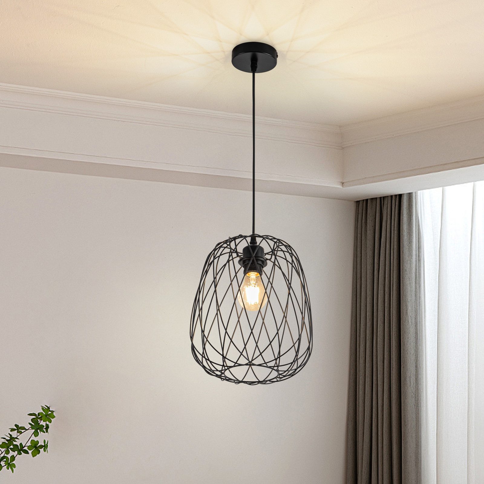 Nettlife Pendelleuchte Vintage Esstischlampe Schwarz Rund günstig online kaufen