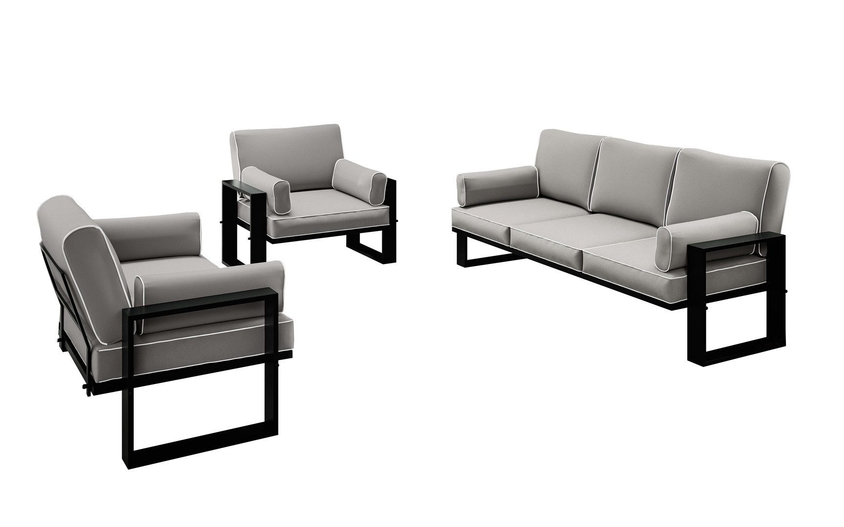 Beautysofa Gartenlounge-Set VERDINO 3sizer Sofa + günstig online kaufen