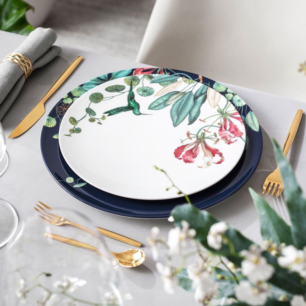 Villeroy & Boch Signature Tortenplatte Avarua Tortenteller, 33cm, blau/bunt, Porzellan, (1-tlg), Premium Bone Porcelain, spülmaschinenfest, Made in Germany