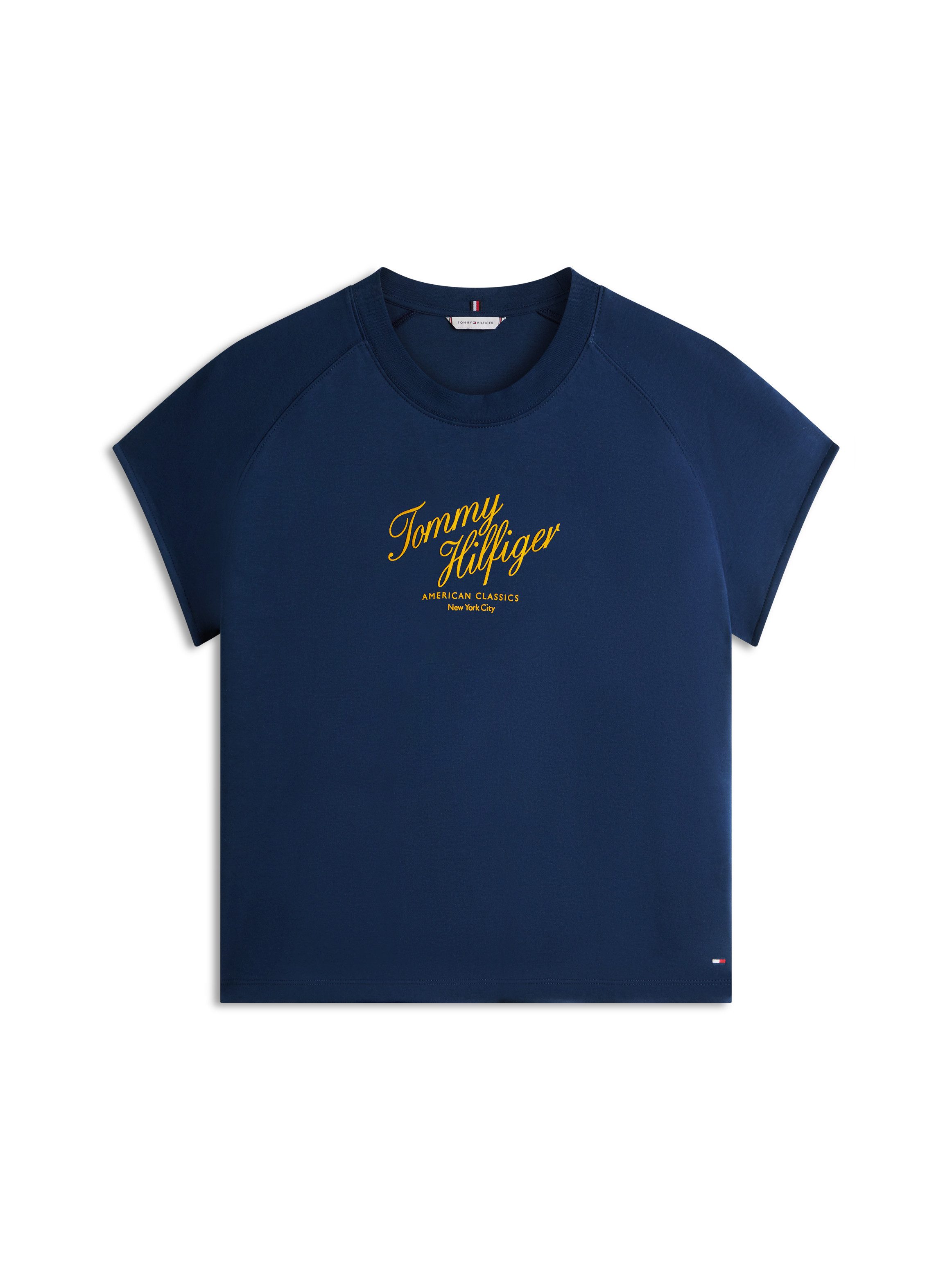 Tommy Hilfiger Kurzarmshirt SEASONAL SCRIPT CAP SLV TEE mit Raglanärmeln, Relaxed Fit – Bild 4 von 5