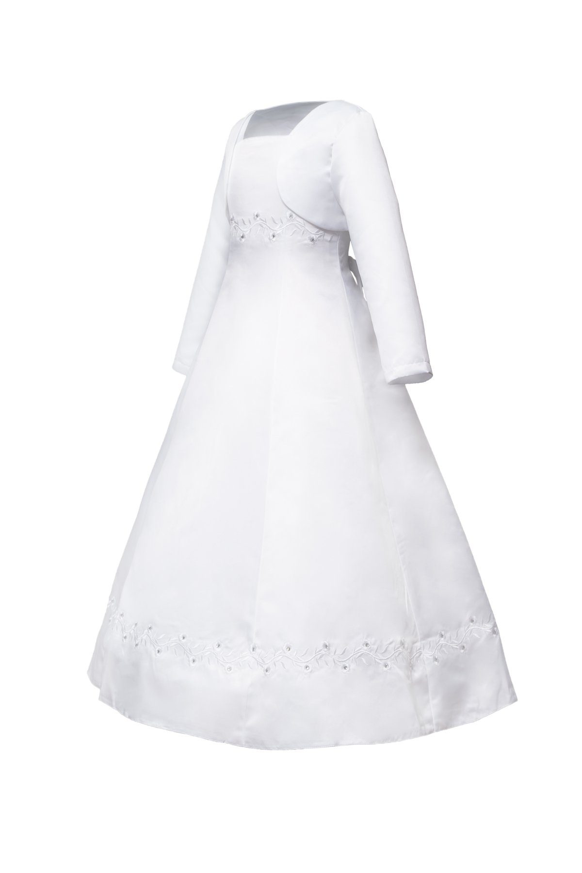 Märchenburg Satinkleid Tulpe-Kommunionkleid, Prinzessinnenkleid m. Bolero Jacke und Reifrock KOMMUNIONKLEID