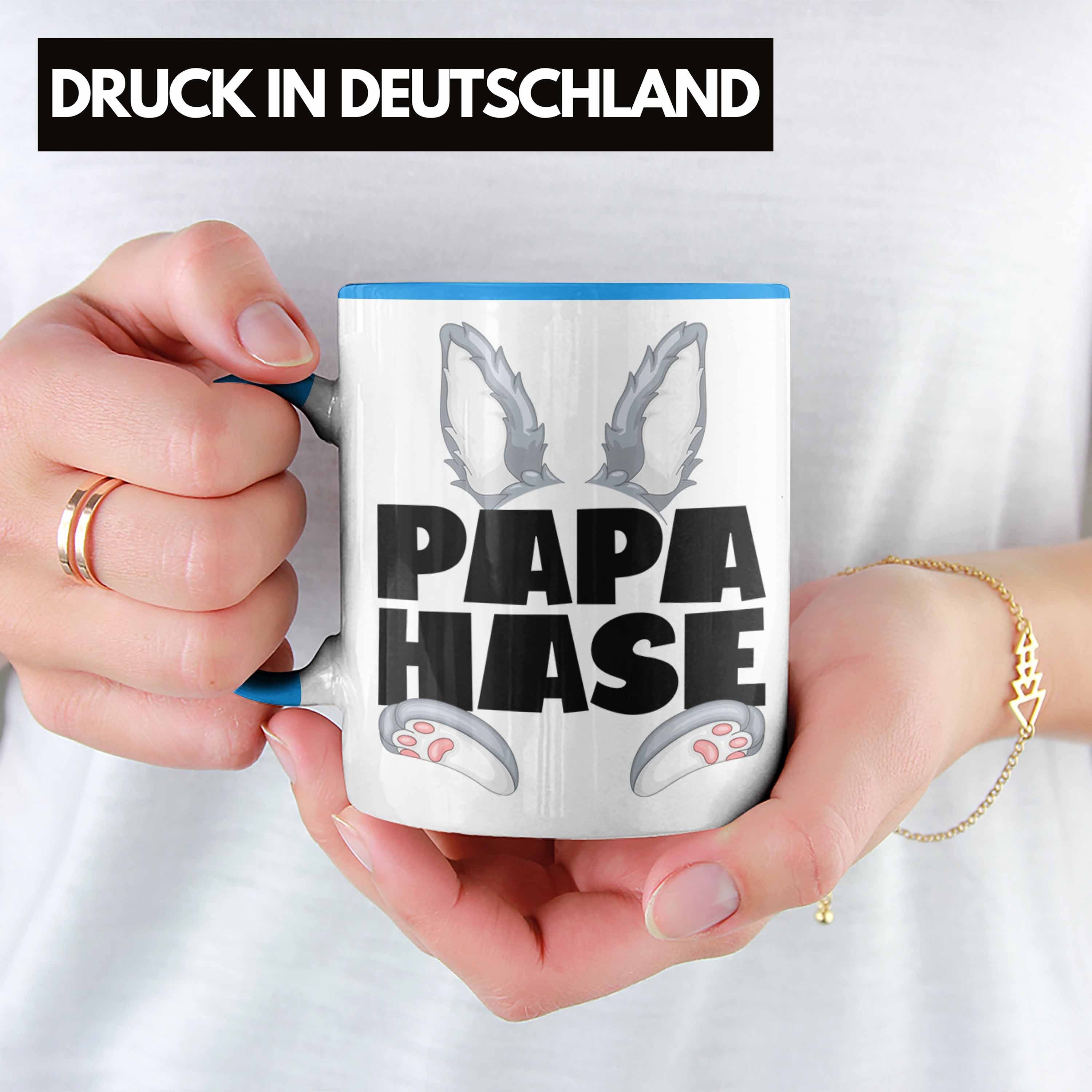 Geschenkidee Tasse Trendation Hase für Geschenk Hasen-Vater Be Tasse Papa Kaffee-Becher Blau