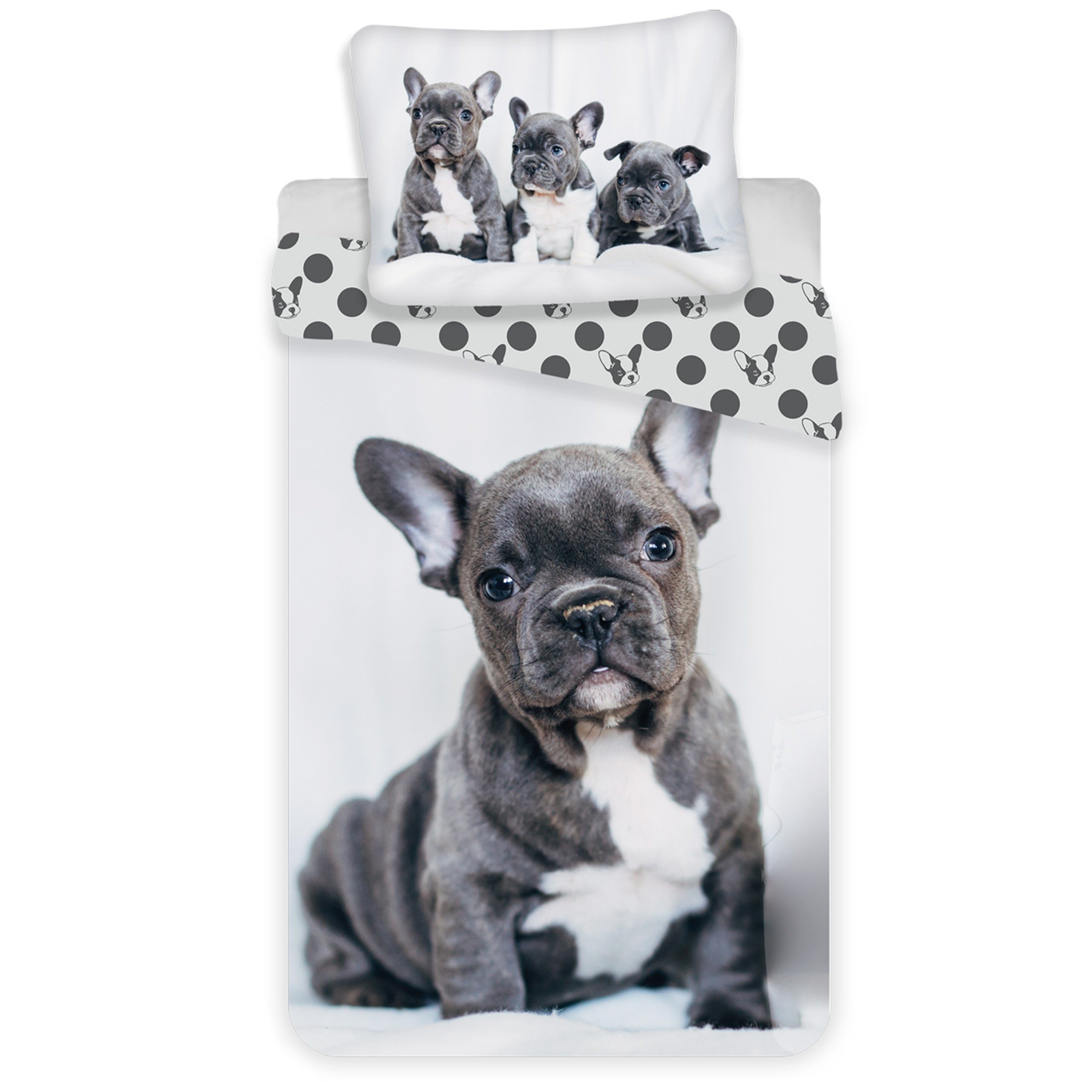 Sarcia.eu Bettwäsche Bulldogge Bettwäsche-Set, Baumwoll-Zip-Bettwäsche 140x günstig online kaufen