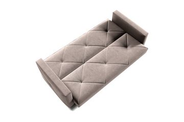 MOEBLO Schlafsofa PRETORIA, Couch Schlafsofa Bettsofa Kippsofa 3-Sitzer aus Samt - (BxHxT): 215x88x95 cm, mit Schlaffunktion und Bettkasten