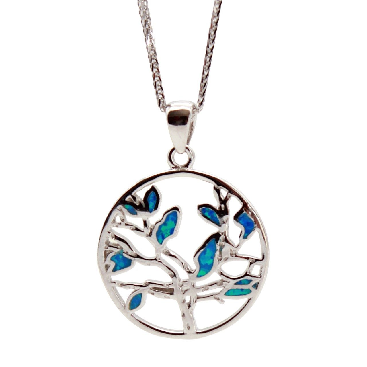 Silberkette Kette mit Lebensbaum Anhänger Halskette Schmuck Baum des Lebens türkis