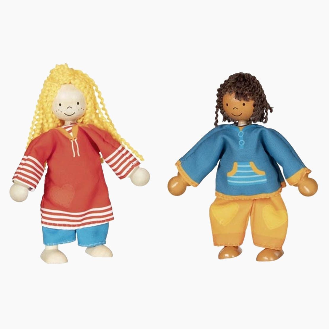 goki Biegepuppe Biegepuppen Fynja & Fabio, Klamottenkiste, 6 Outfits (Packung, 20-tlg., set packung), Kreatives Verkleidungsspiel für Kinder