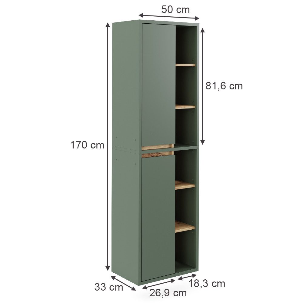 Vicco Hochschrank Viola, Grün/Anthrazit, 50 x günstig online kaufen