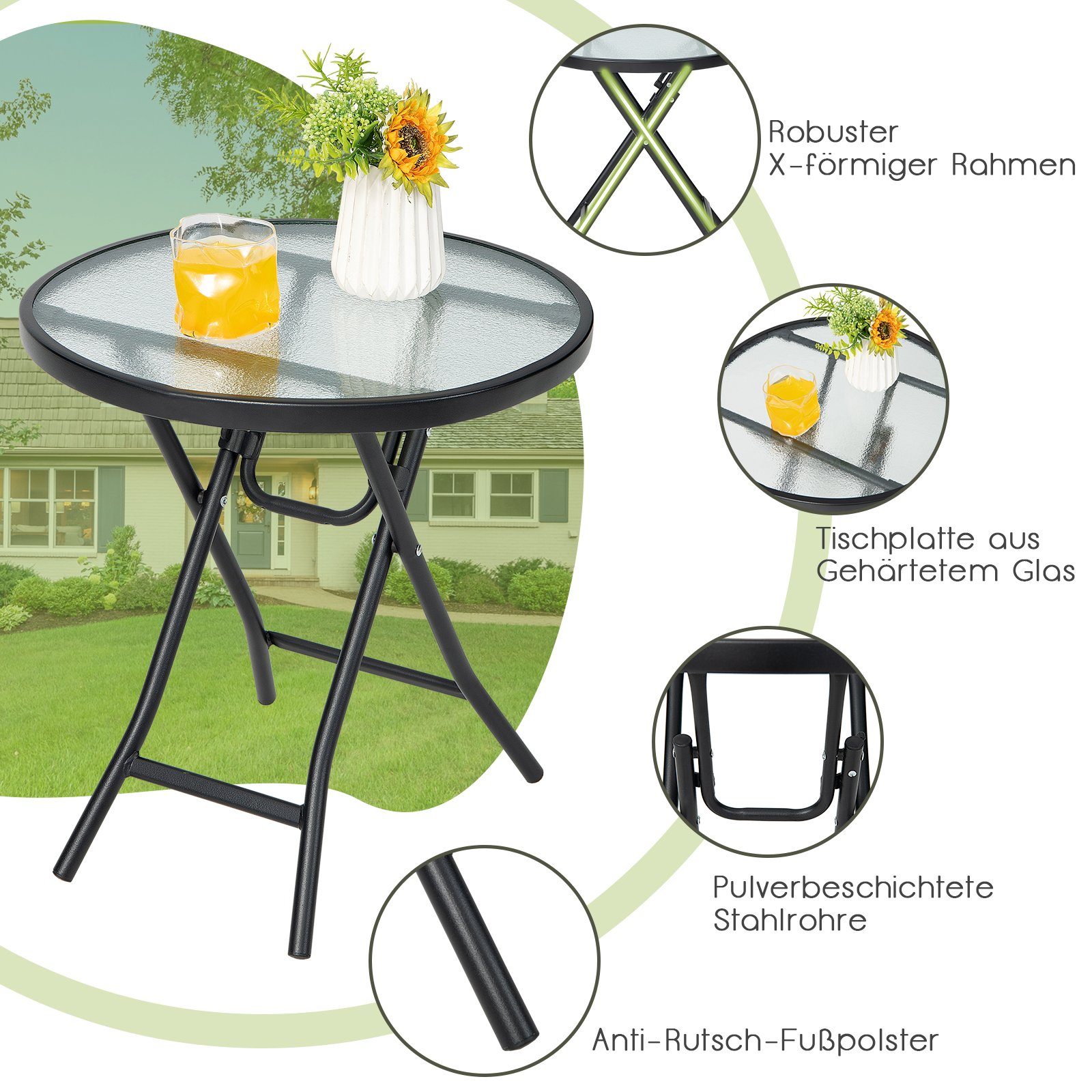 COSTWAY Bistrotisch Gartentisch, rund, φ46 cm, günstig online kaufen