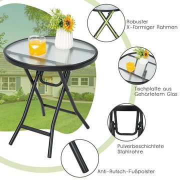 COSTWAY Bistrotisch Gartentisch, rund, φ46 cm, aus gehärtetem Glas