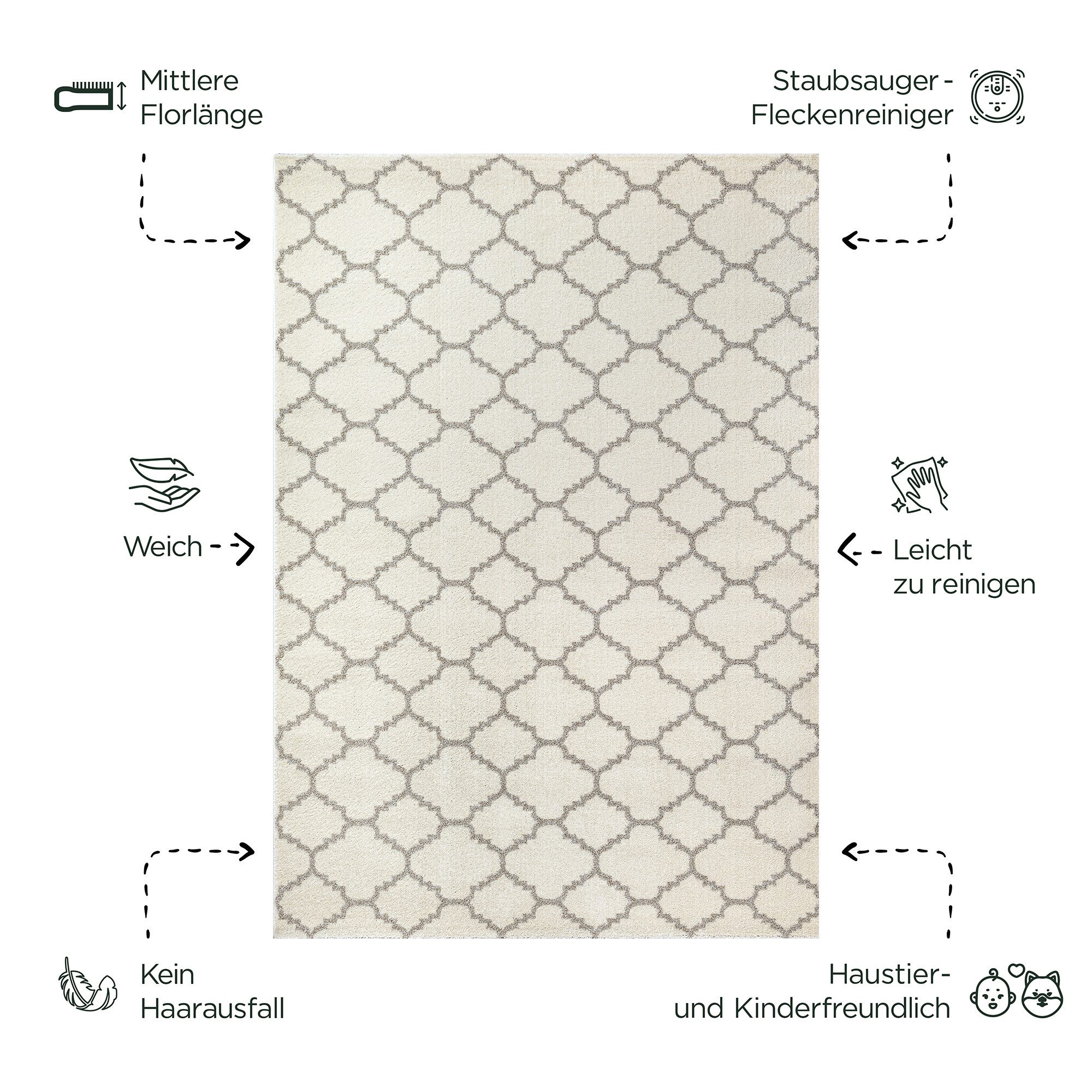 Sanat Teppich Boho 8202, rechteckig, Höhe: 10 mm, Kurzflor, robust, Boho, Scandic, für Fussbodenheizung geeignet