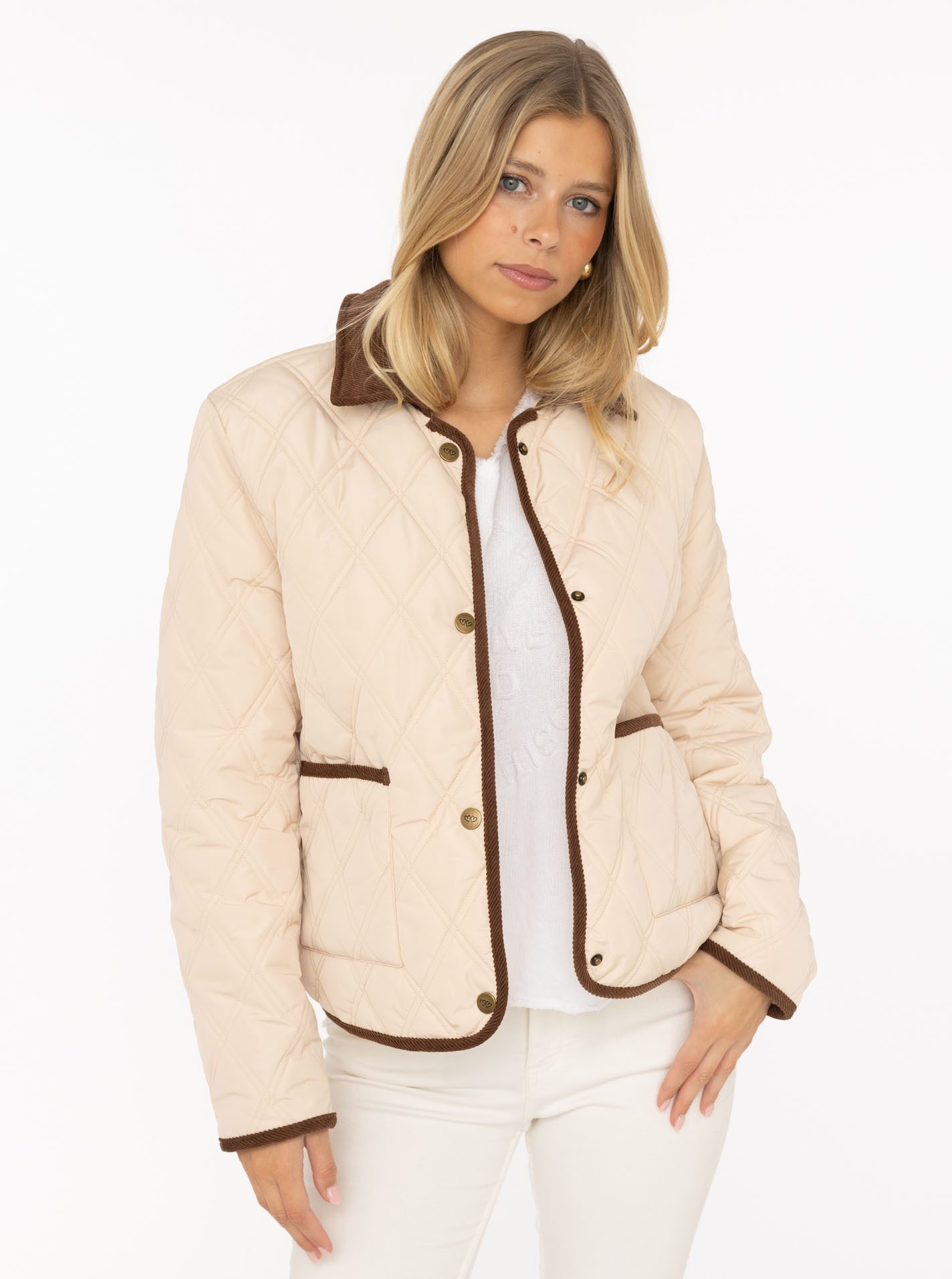 Zwillingsherz Steppjacke "Classic" Kordkragen, Knopfleiste und Taschen