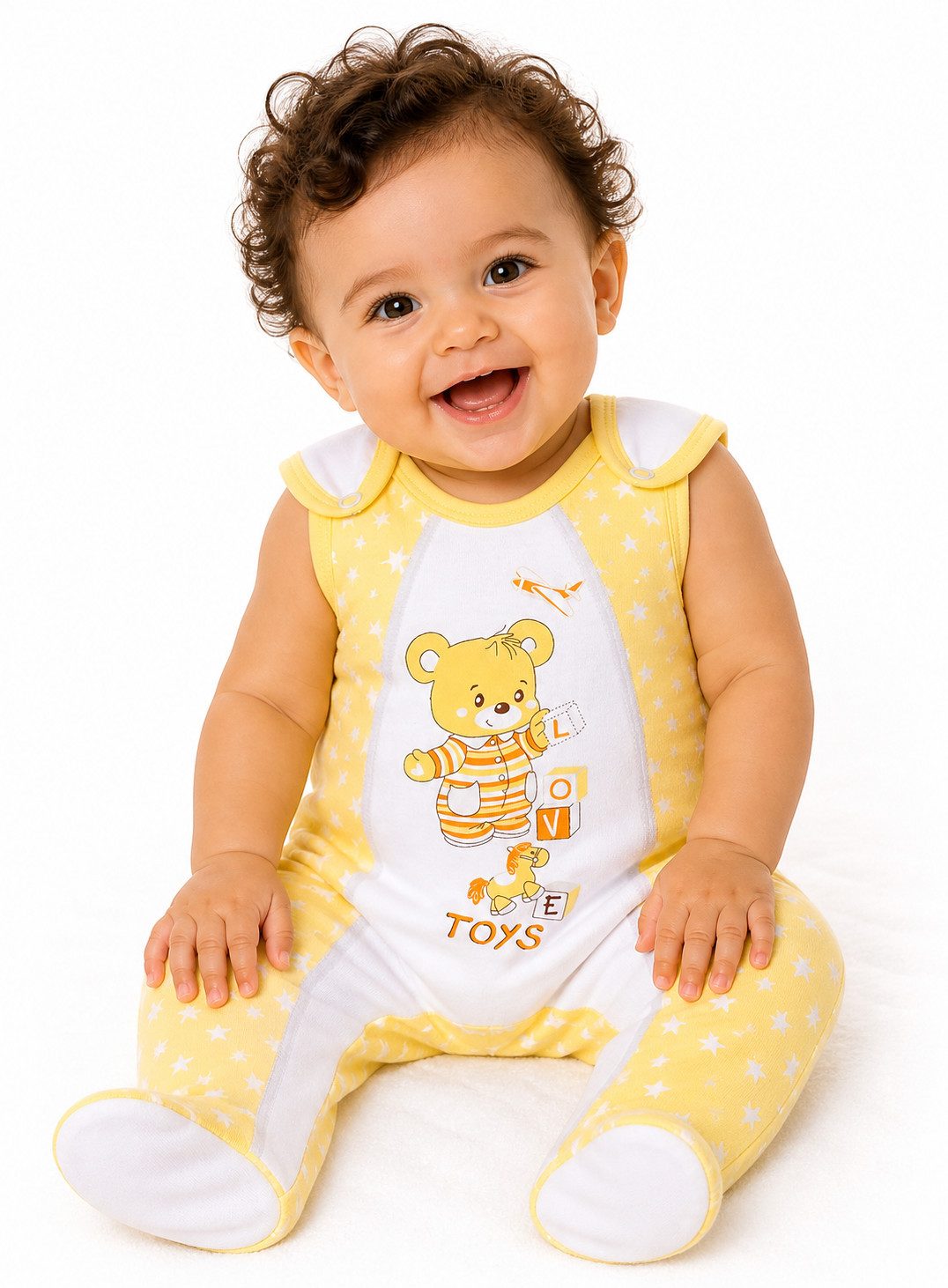 La Bortini Strampler Erstlingsstrampler ärmellos Baby Romper mit Füßchen unisex (fürJungen und Mädchen) aus Baumwolle, 44 50 56 62 68 74, neutral