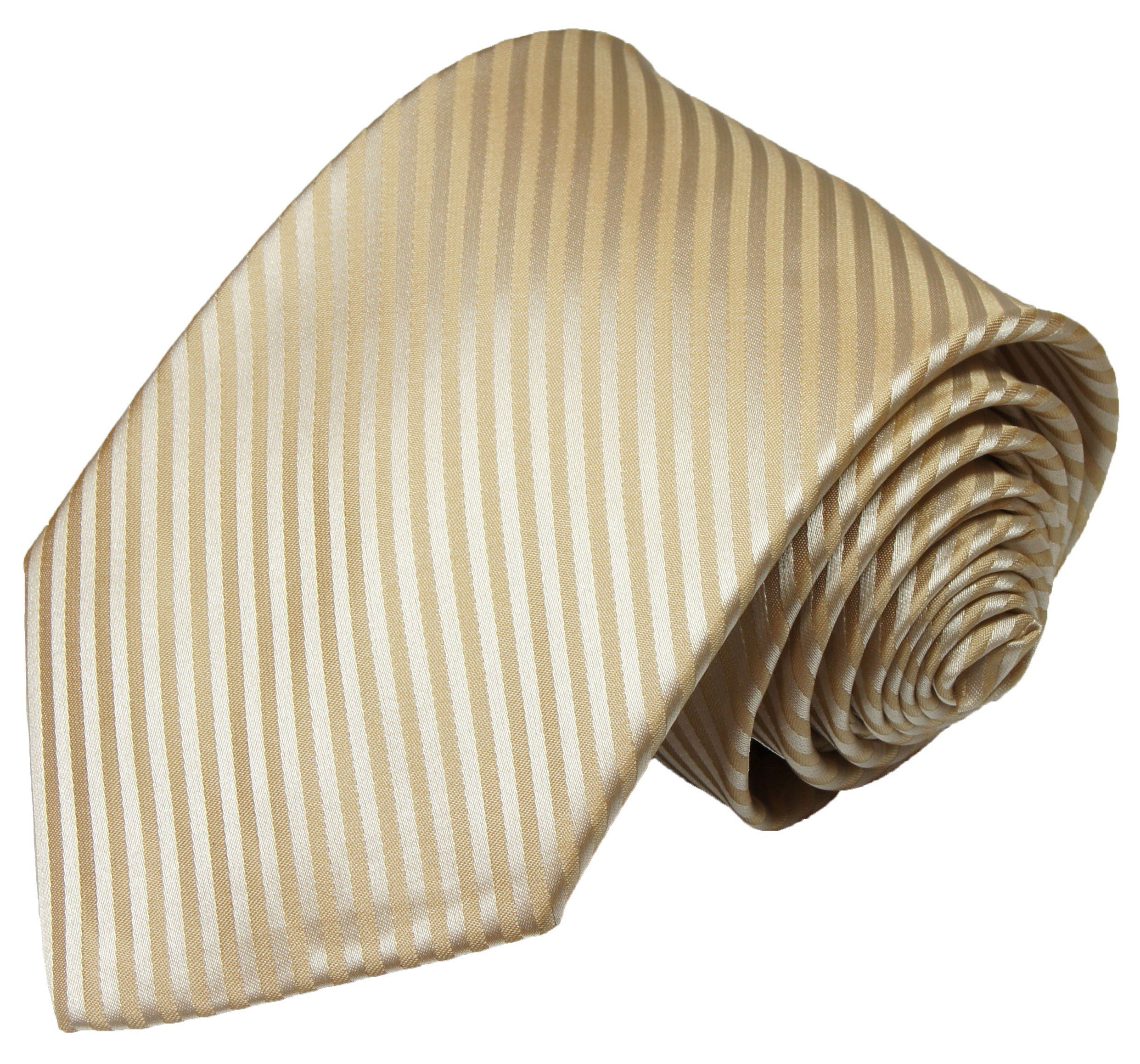 Krawatte braun cappuccino Breit - gestreift Hochzeitskrawatte Herren (8cm), Bräutigam - Paul Malone V28 Mikrofaser