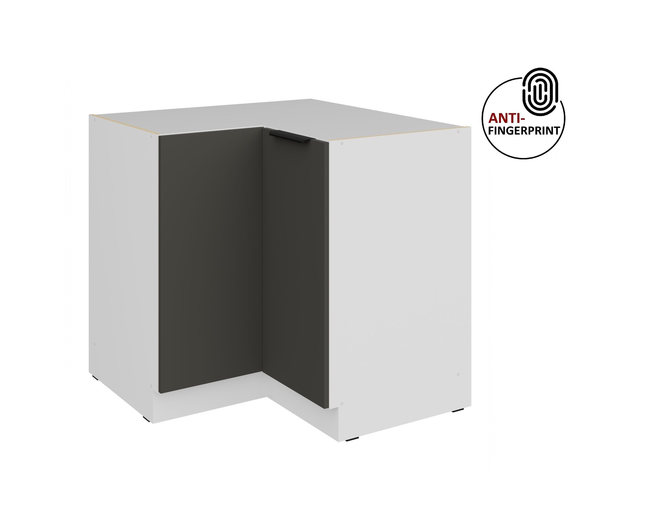 Küchen-Preisbombe Eckunterschrank 90x90 cm Küche ARIA Graphite ultra matt Anti Fingerprint Кухніzeile