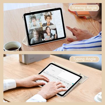 Fintie Tablet-Hülle für iPad Air 11 Zoll M2(2024), iPad Air 5. Gen(2022)/Air 4. Gen 10,9'', kristallklare Rückseite mit diskretem, einziehbarem Stifthalter