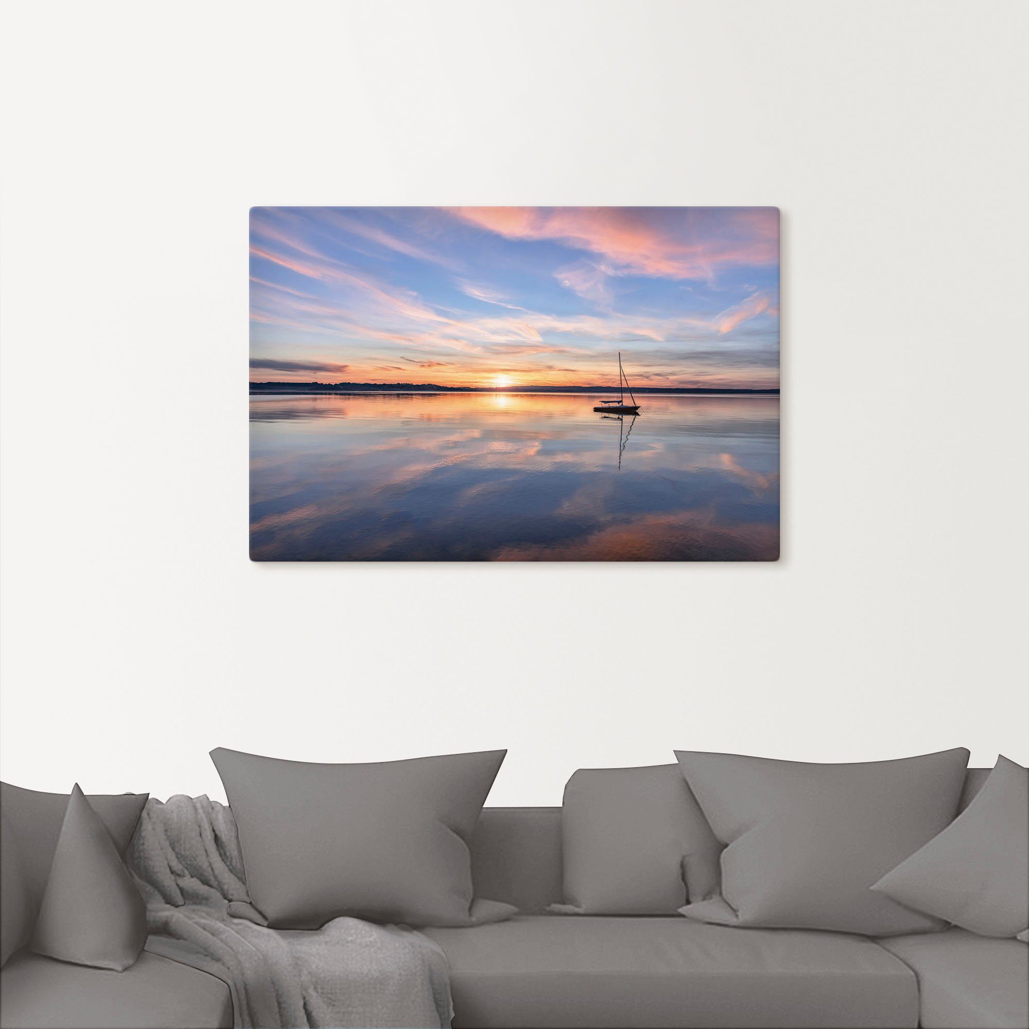 Artland Leinwandbild Sonnenuntergang am Starnberger See II, Bilder vom Sonnenuntergang & -aufgang (1 St), auf Holzrahmen gespannt