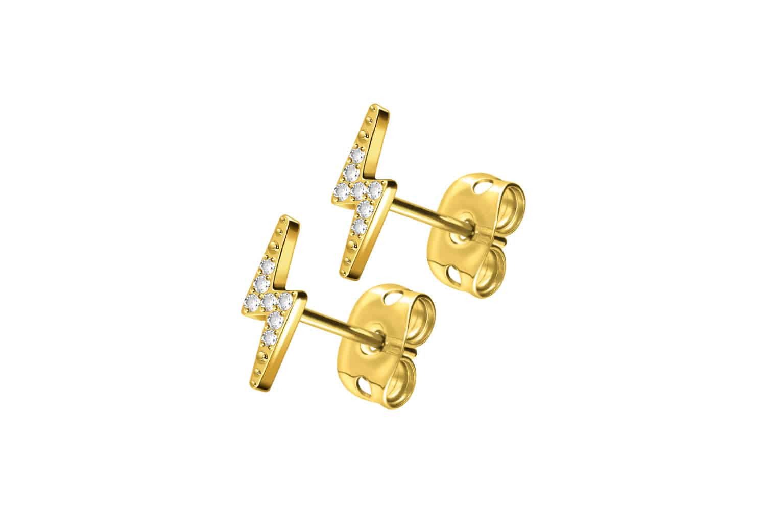 FILANGO Paar Ohrstecker Titan Ohrstecker BLITZ + EINGEFASSTE KRISTALLE (Ohrstecker, 1-tlg)