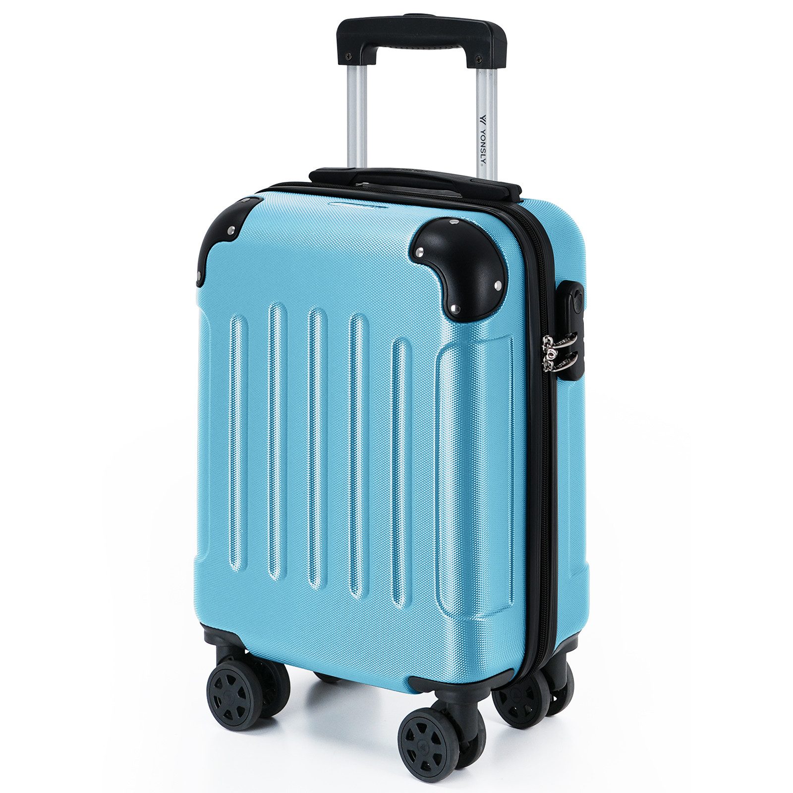 YONSLY Hartschalen-Trolley Hartschalen-Reisekoffer Trolley Rollkoffer in S/M/L/XL Größen, 4 Rollen, mit 360°-Lenkrollen, Zahlenschloss und mehrstufigem Teleskopgriff
