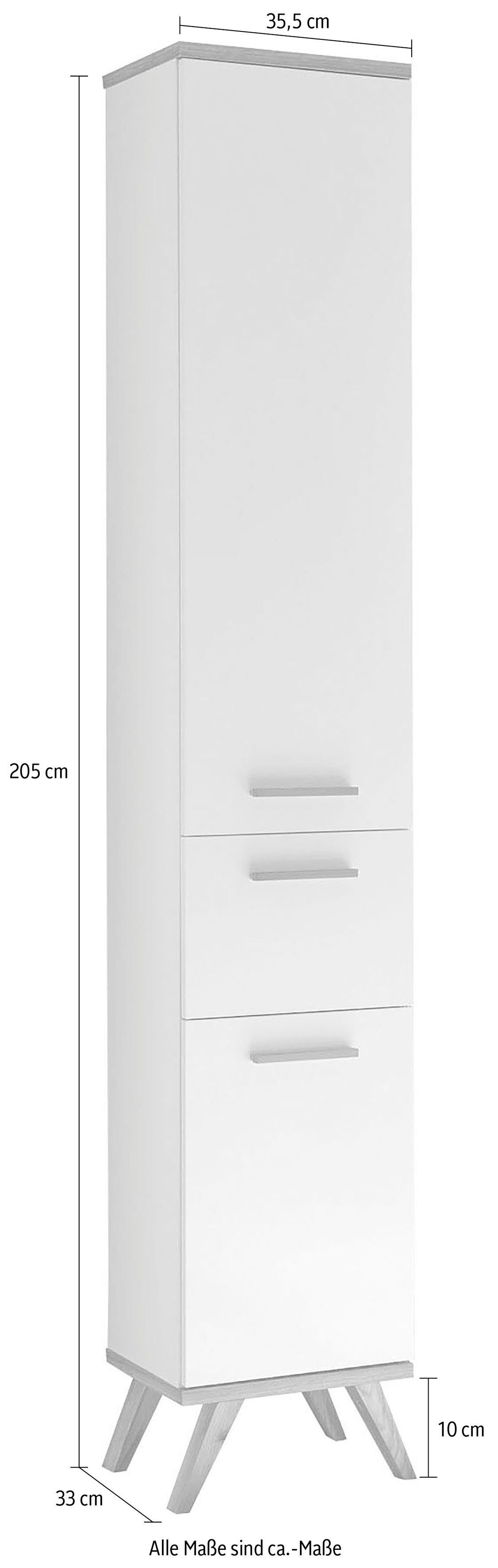 PELIPAL Hochschrank Quickset 923 Glaseinlegeböden Holzgriffe, Breite 35,5 Türdämpfer, cm