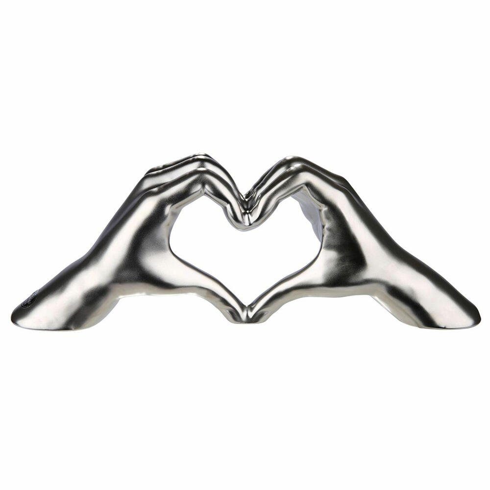 Dekoobjekt Hand Heart Silberfarben 11 cm
