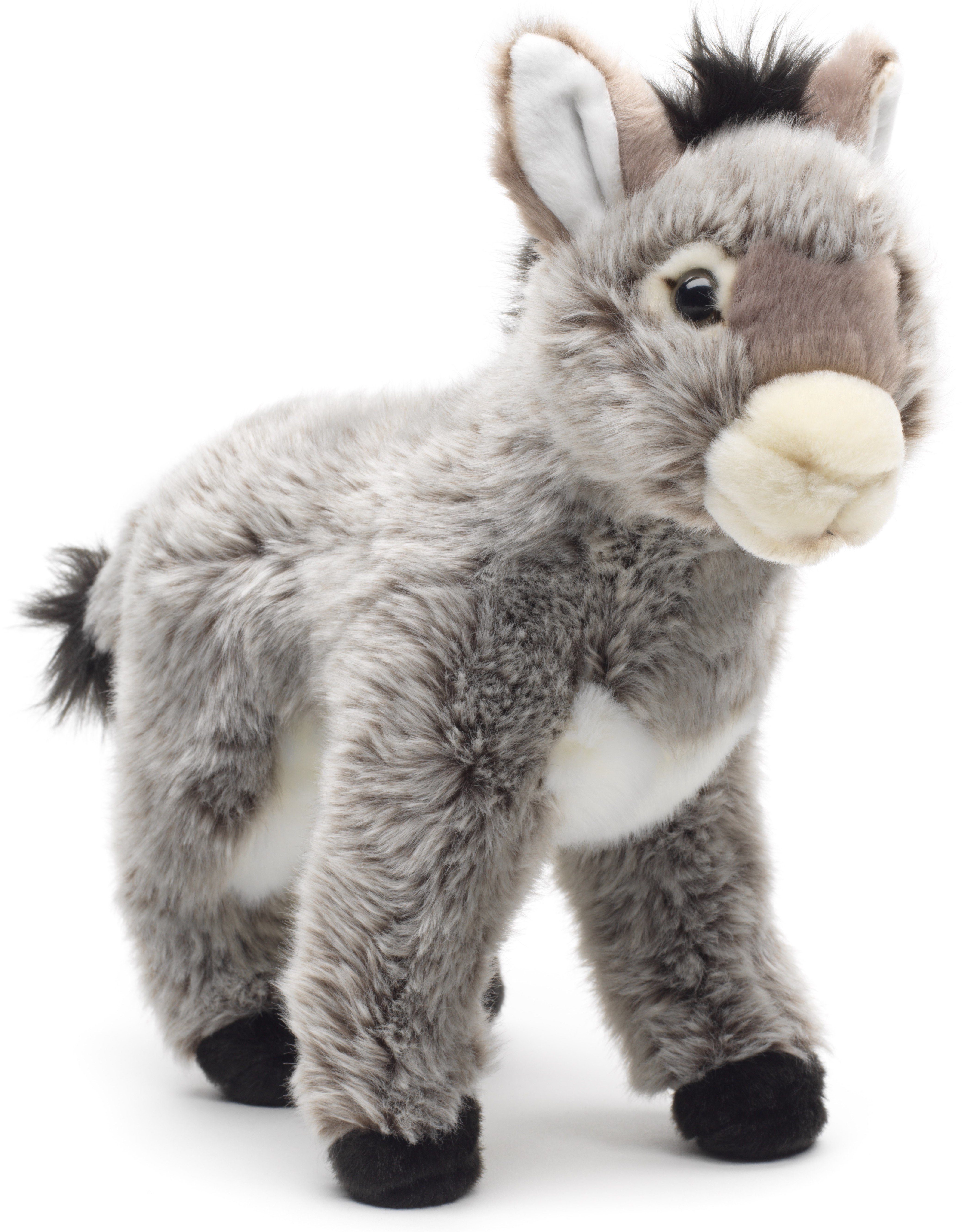 Uni-Toys Kuscheltier Esel grau, stehend - 28 cm (Höhe) - Plüsch-Pferd - Plüschtier, zu 100 % recyceltes Füllmaterial