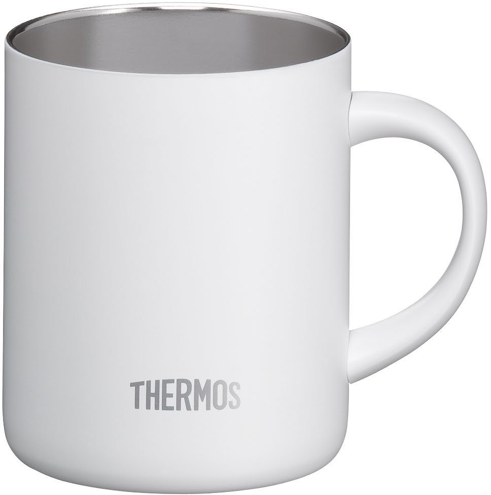 THERMOS Tasse Longlife, Edelstahl, doppelwandig, 0,35 Liter, mit Deckel snow white mat