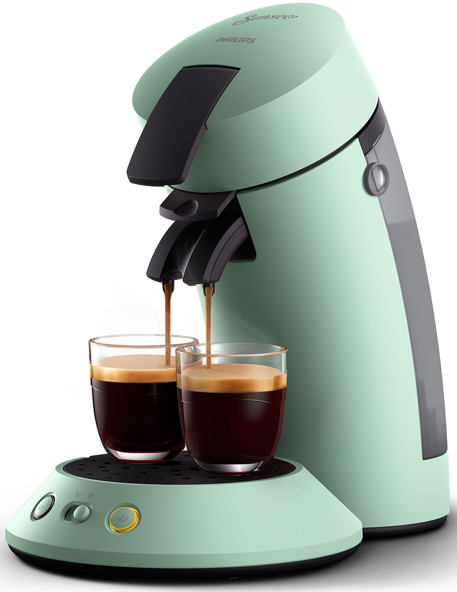 Philips Senseo Kaffeepadmaschine Original Plus CSA210/80, mit zwei Kaffee-Einstellungen, Gratis-Zugabe 1 Flüssigentkalker