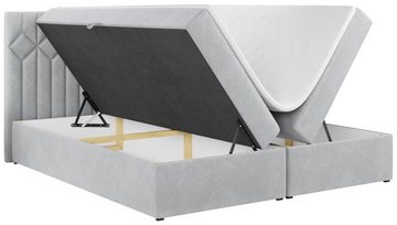 MKS MÖBEL Boxspringbett STELLE 5, Doppelbett mit Kopfstütze, für Schlafzimmer, Multipocket-Matratze