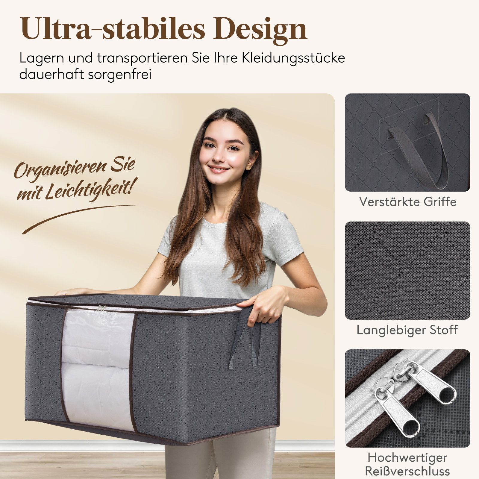 Lifewit Aufbewahrungsdose Aufbewahrungstasche mit Deckel, Kleiderschrank Organizer (Set, 2 St., 1 Stück/2 Stück/3 Stück/4 Stück/6 Stück/8 Stück), Klappbar, Non- – Bild 4 von 5
