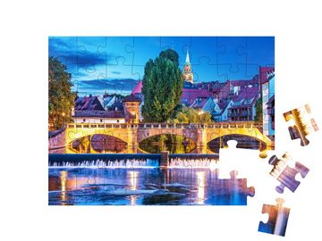 puzzleYOU Puzzle Nacht in der Altstadt von Nürnberg, Deutschland, 48 Puzzleteile, puzzleYOU-Kollektionen Bayern, Nürnberg, Deutsche Städte