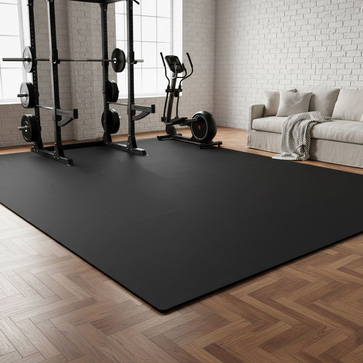 eyepower Fitnessmatte XL für Zuhause - 1,6 m² Trainingsmatte mit Rand - 18 Home Gym Matten (18-St), 30 x 30 x 1 cm Bodenschutzmatte Sport und Gymnastik - EVA Bodenmatte
