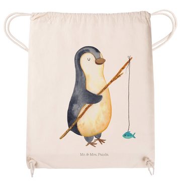 Mr. & Mrs. Panda Sporttasche Pinguin Angler - Transparent - Geschenk, Sportbeutel Kinder, Hobby, T (1-tlg), Stabile Kordel
