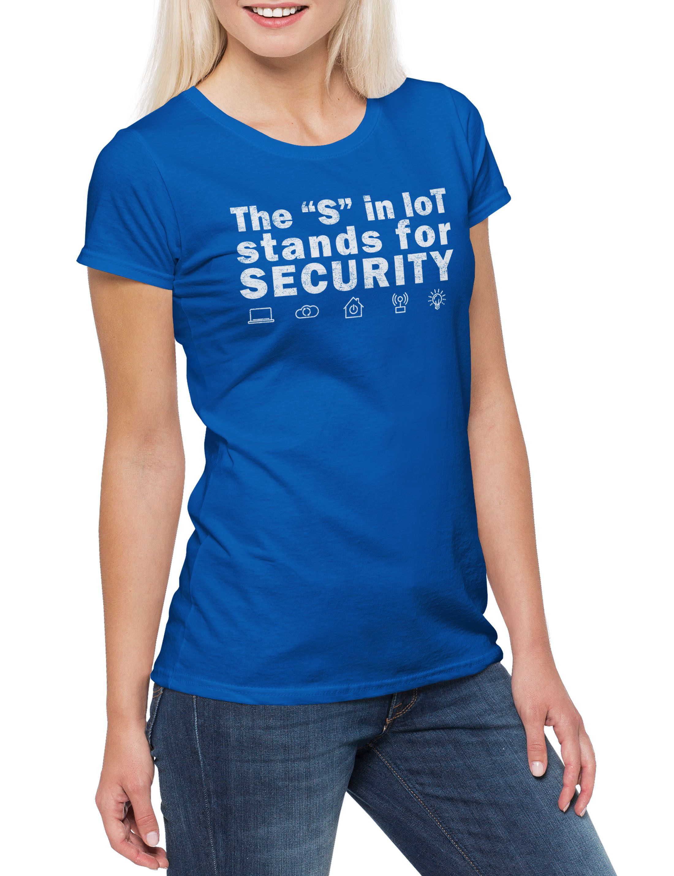 Print-Shirt The S In IoT Damen T-Shirt IoT M2M Machine to Machine 5G Connectivity