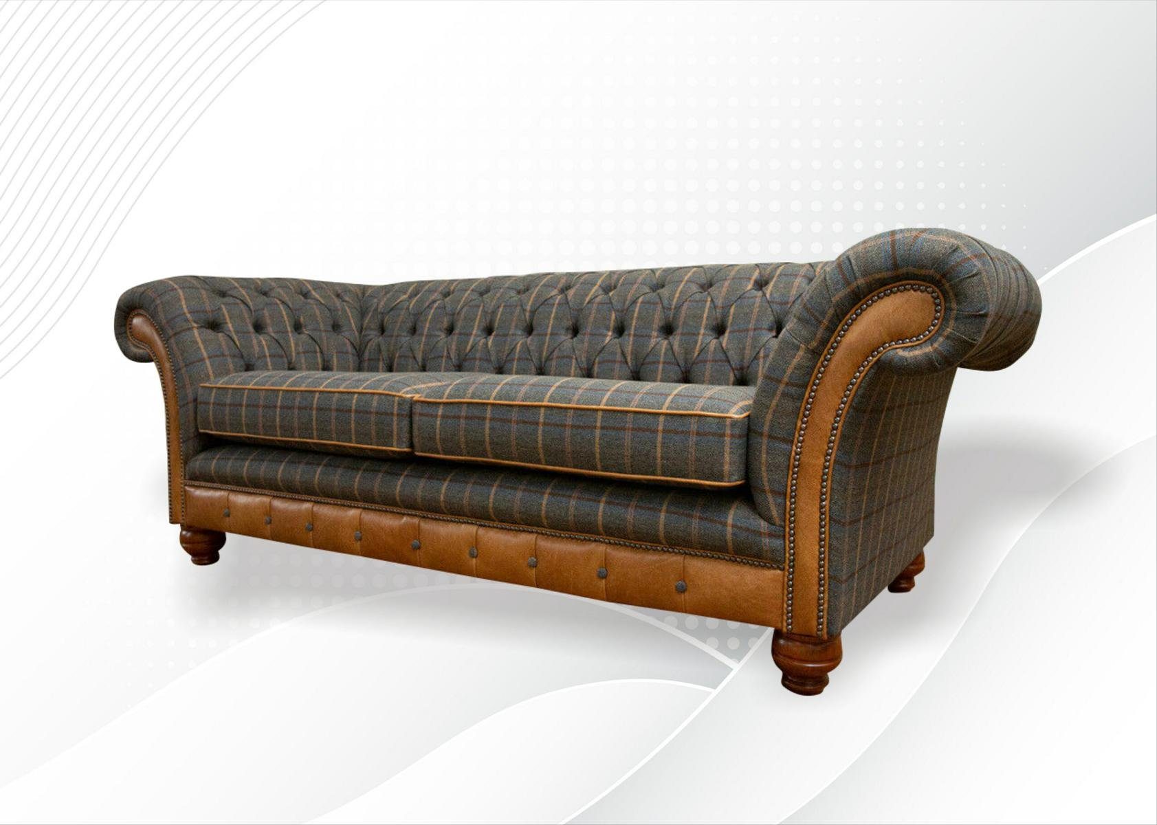 Chesterfield 3 Chesterfield-Sofa, Sofa Design Couch cm 225 JVmoebel Sitzer