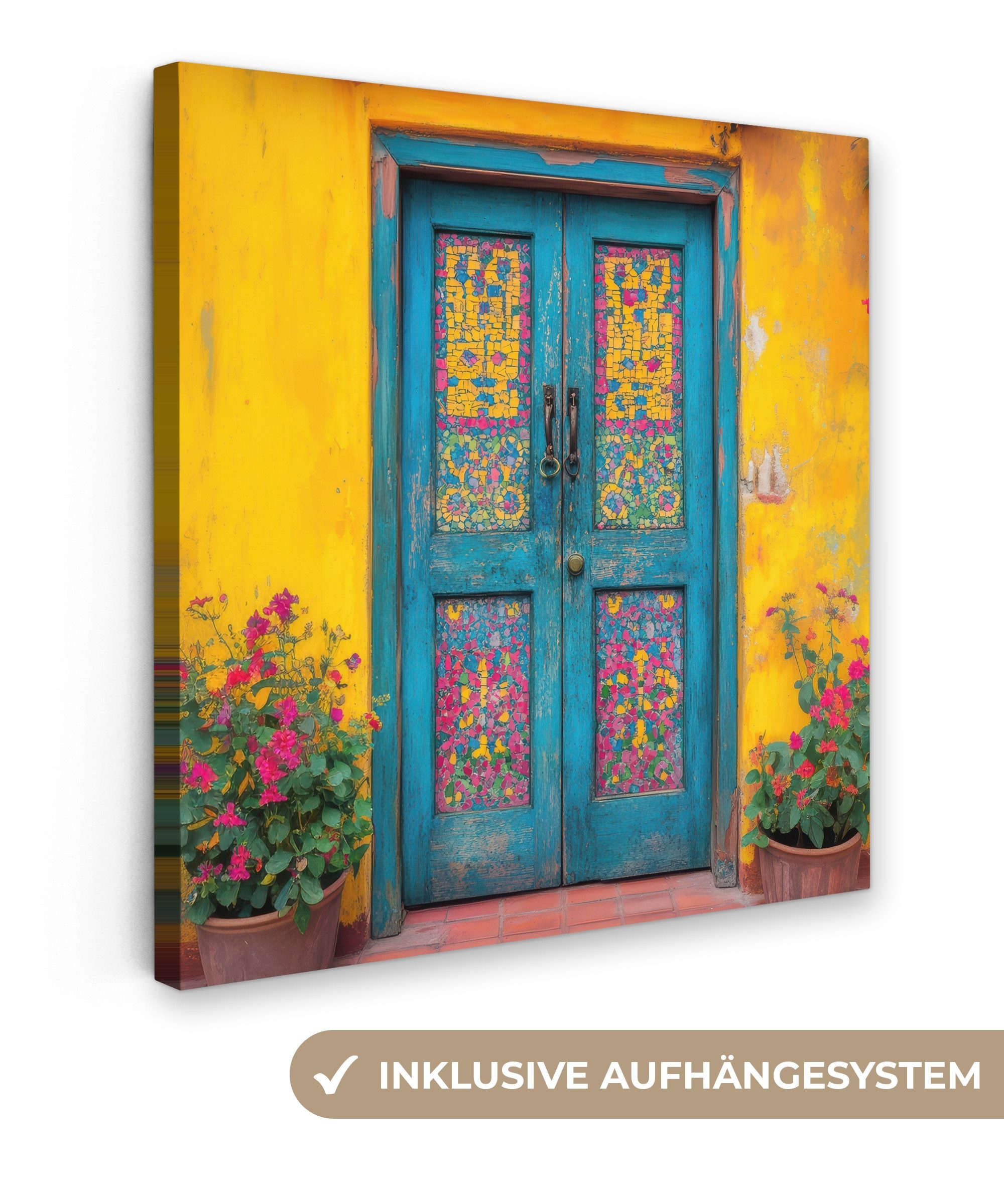 OneMillionCanvasses® Leinwandbild Türen - Farbenfroh - günstig online kaufen