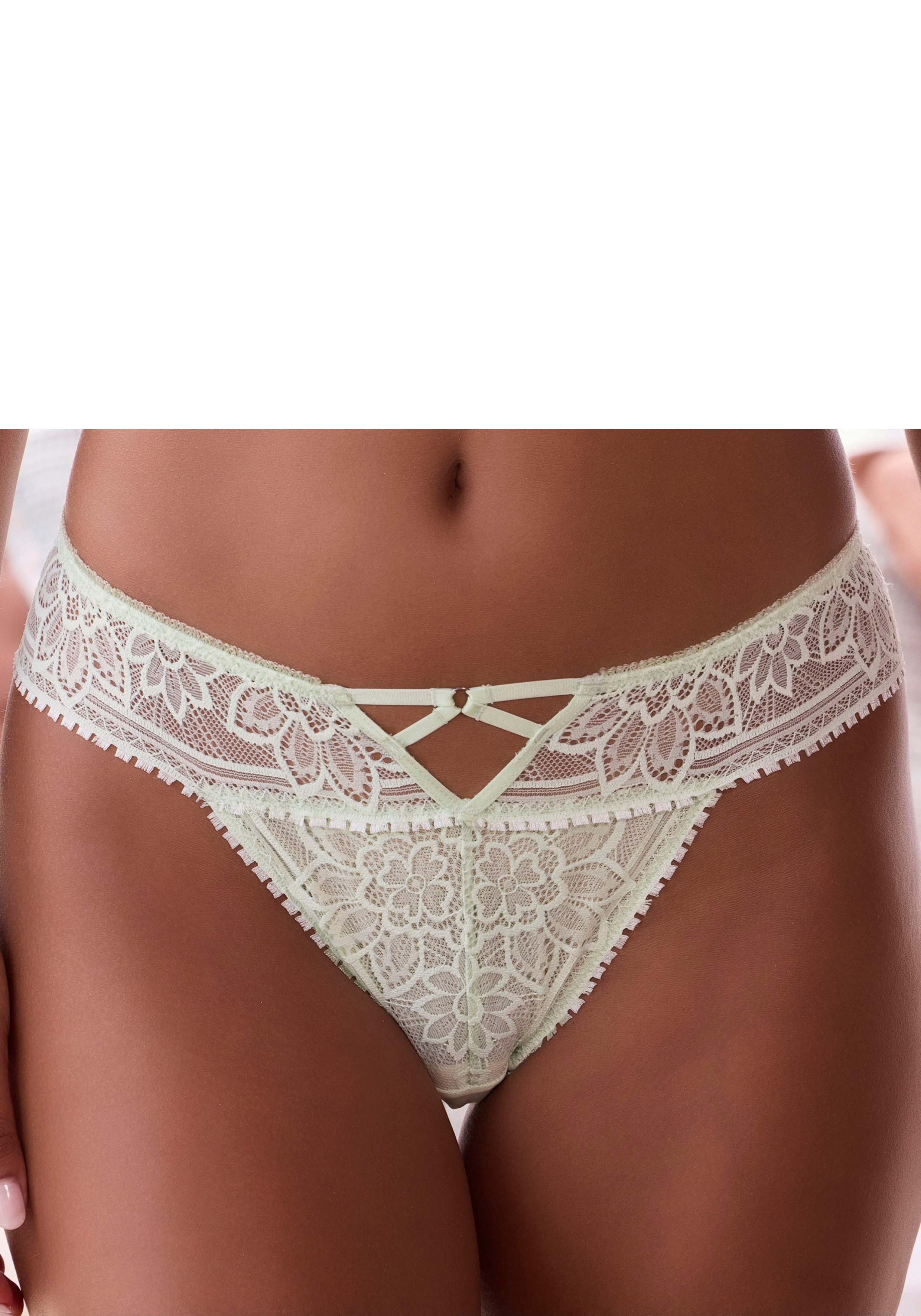 LASCANA String mit edlem Cut-Out aus floraler Jacquardspitze