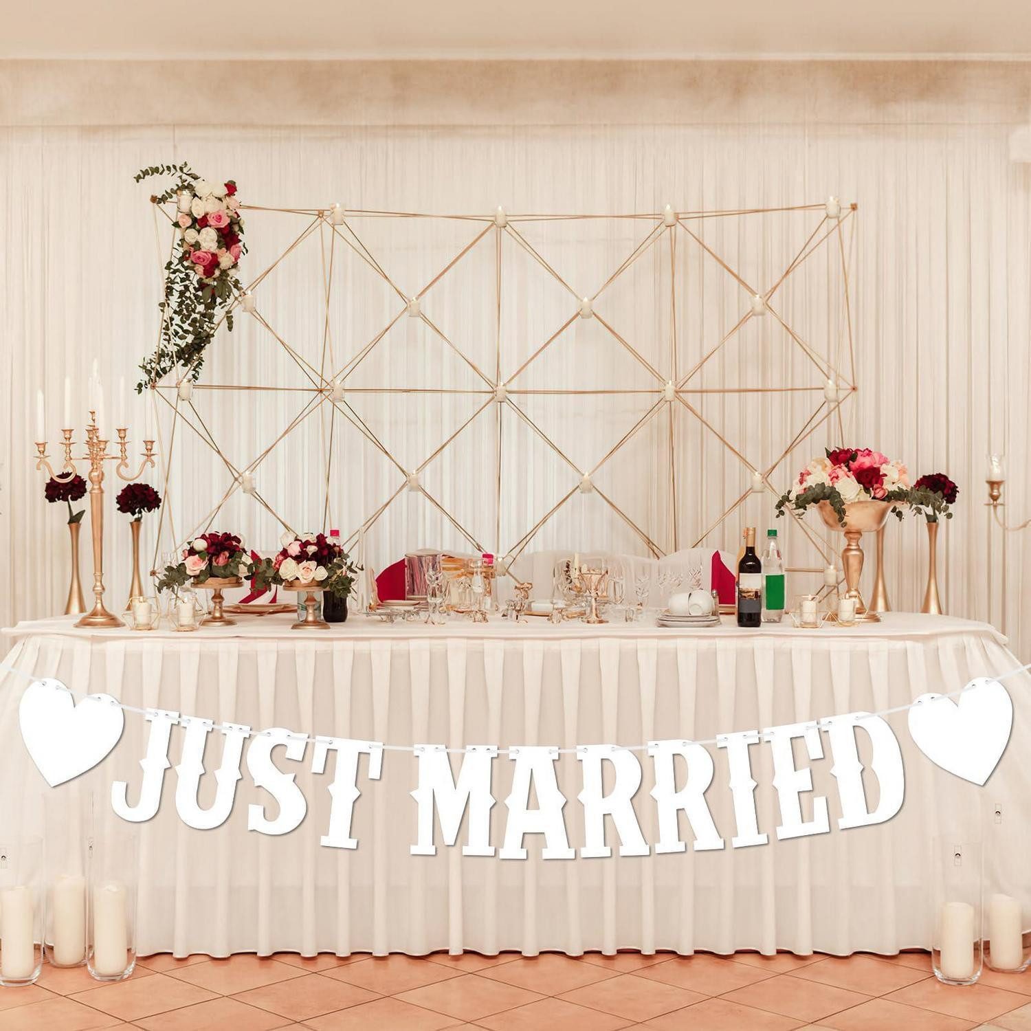 LuxusKollektion Girlande Girlande JUST MARRIED Weiß 2.4m