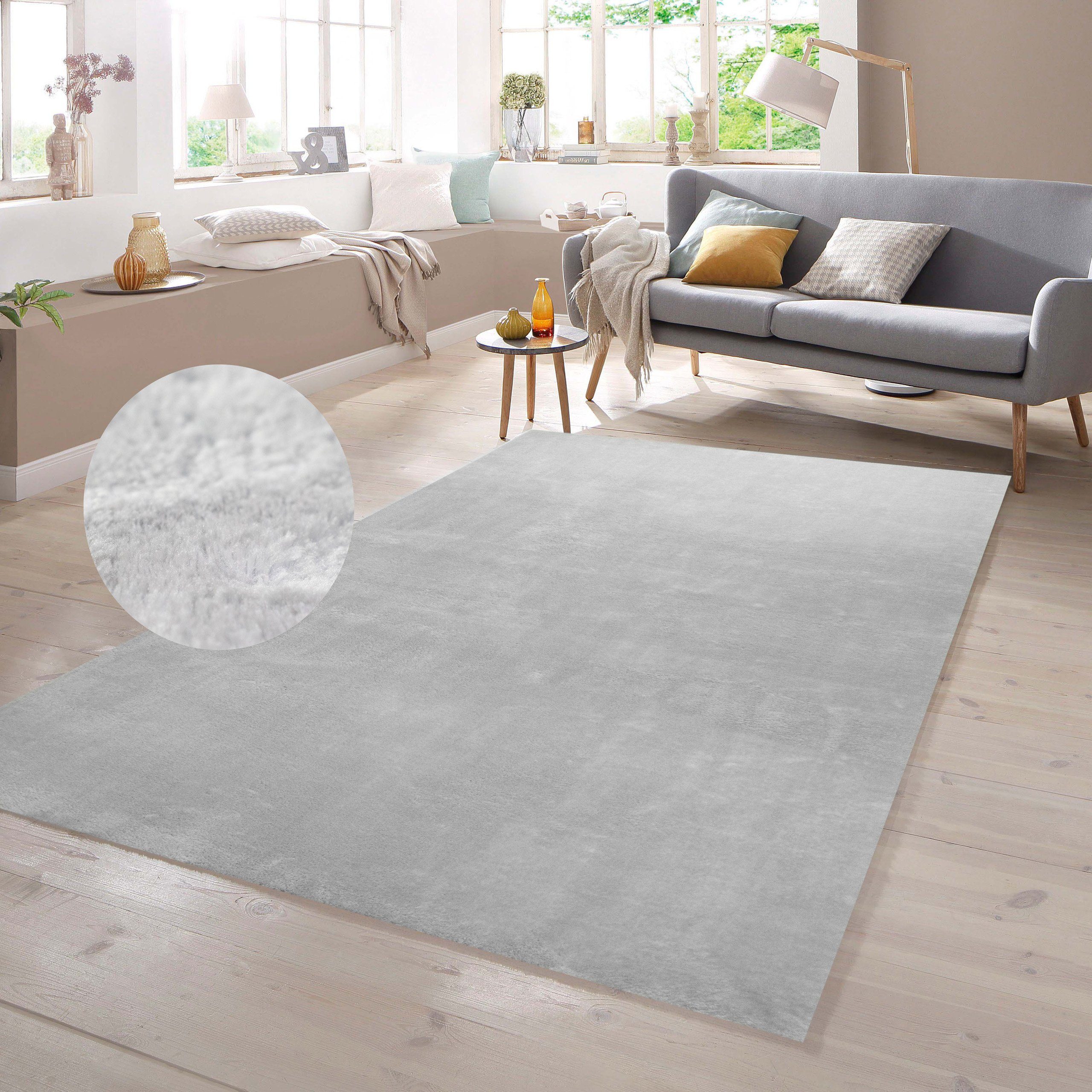 TeppichHome24, Flokati Teppich Hochflor rechteckig grau, Teppich in