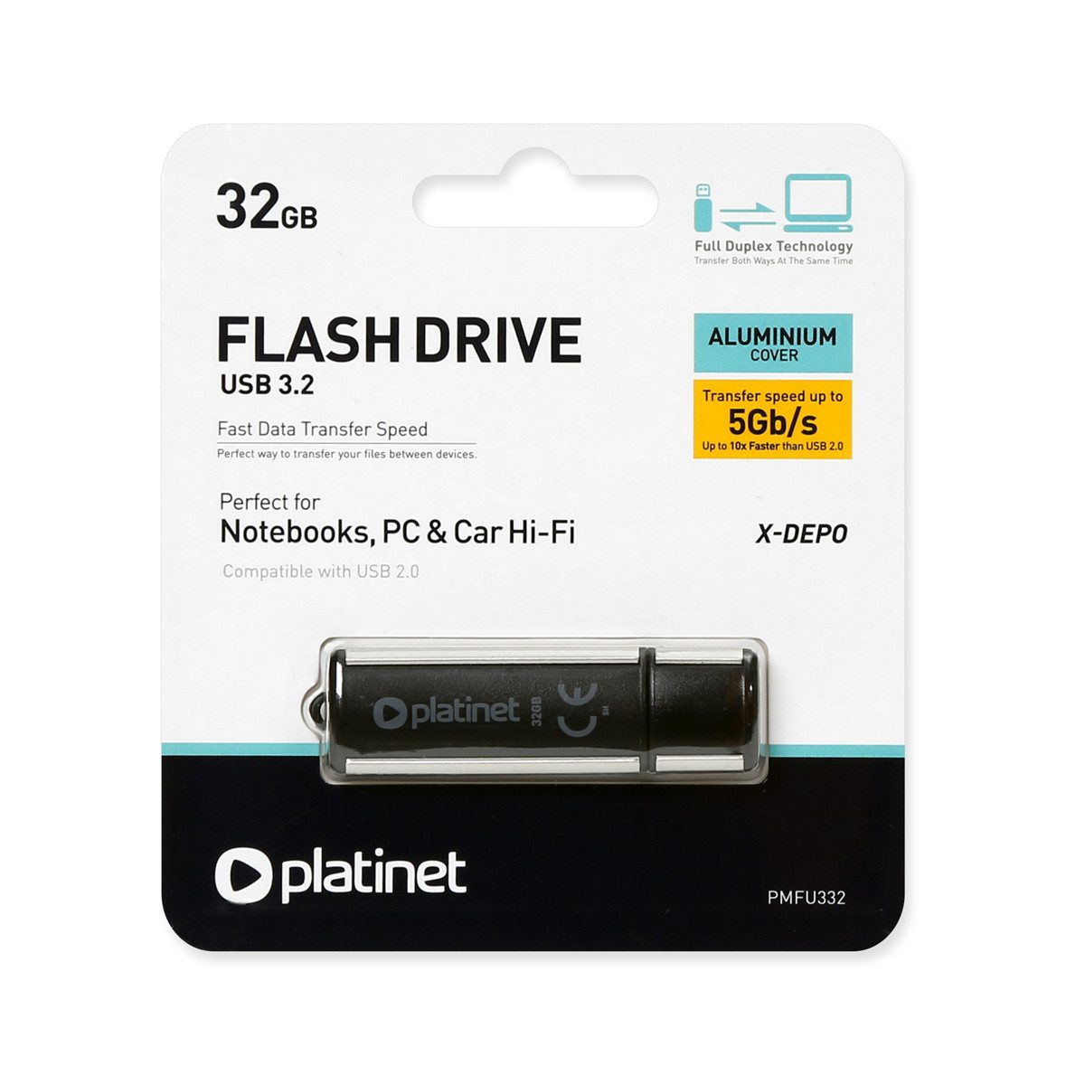 Platinet PMFU332 USB-Stick (USB USB 3.0, Lesegeschwindigkeit 75 MB/s, USB 3.0 mit 32 GB Speicher)