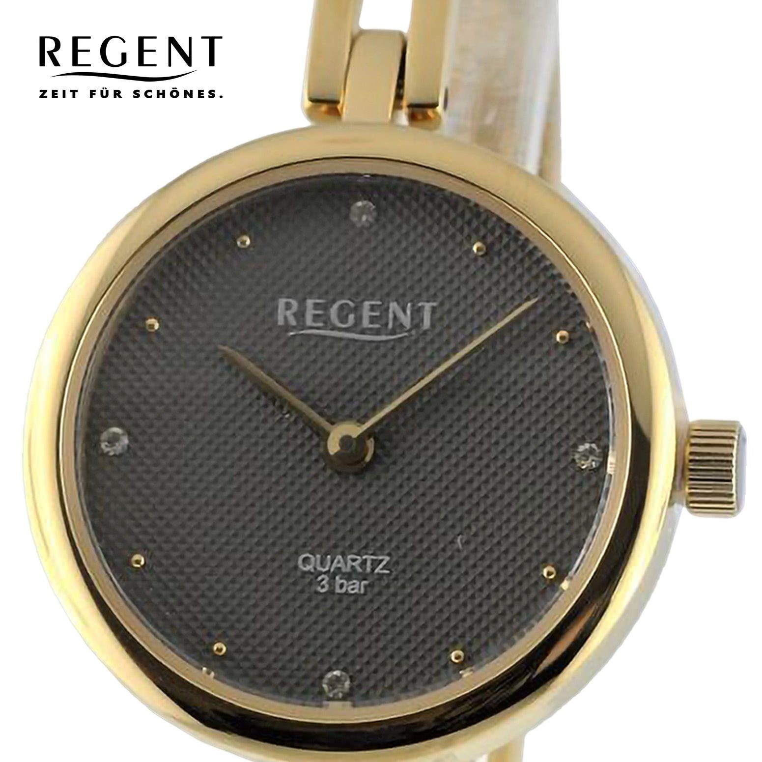 (ca. Quarzuhr rund, Armbanduhr extra Damen Damen Armbanduhr Metallarmband Regent groß 26mm), Analog, Regent