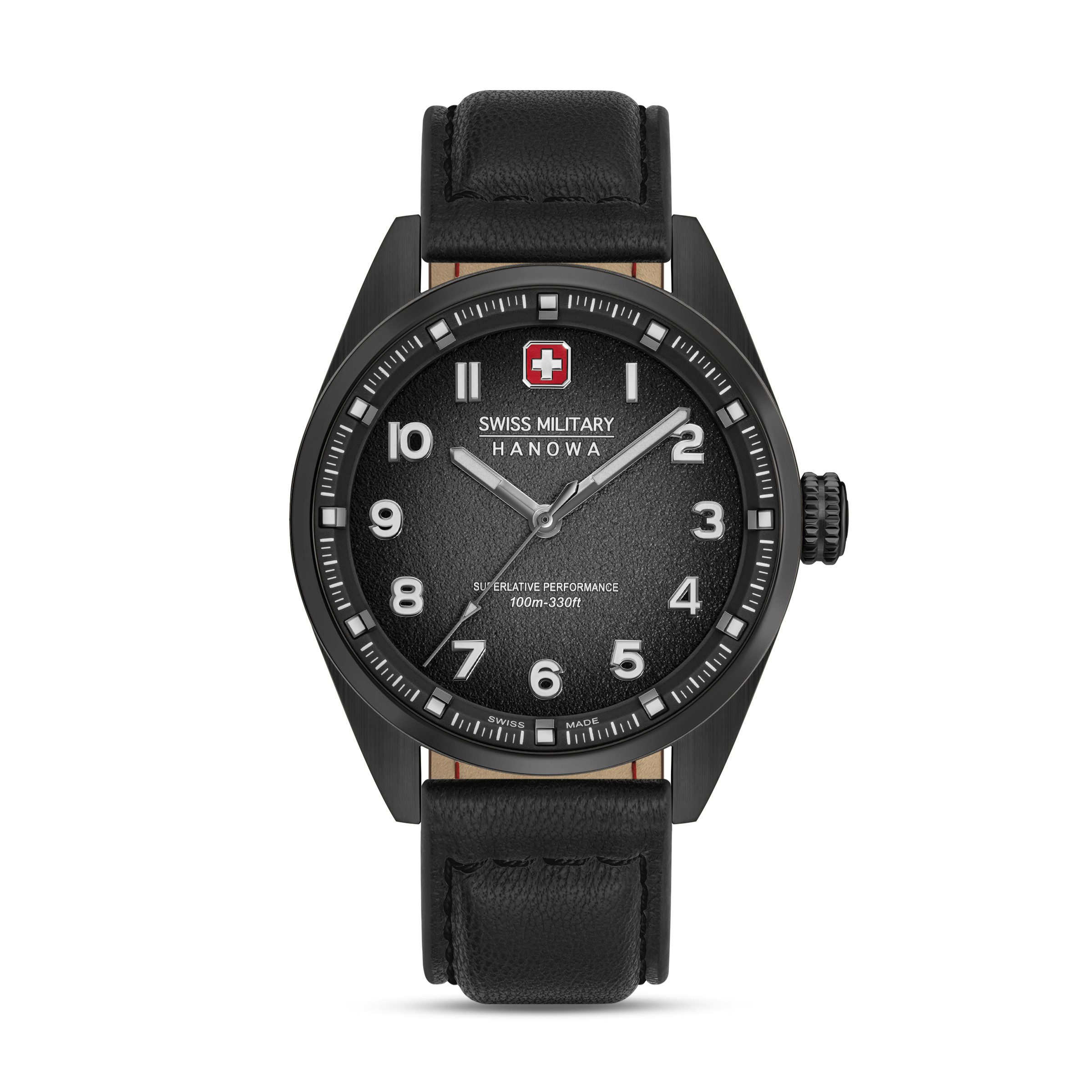 Swiss Military Hanowa Quarzuhr Greyhound SMWGA0001530, Armbanduhr, Herrenuhr, Swiss Made, Lederarmband, analog