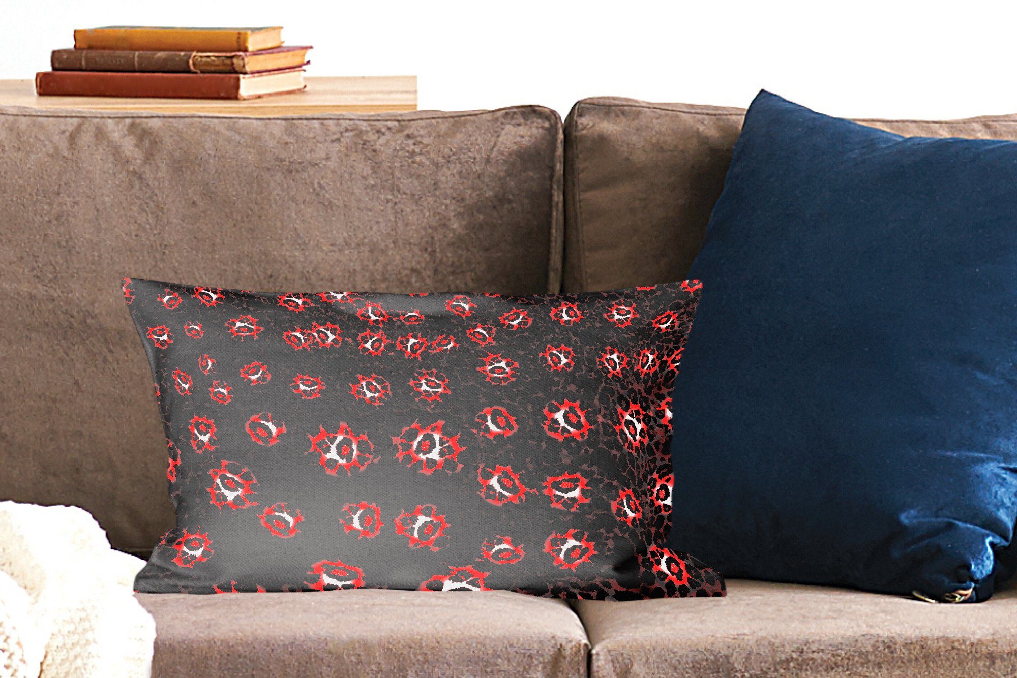 Dekokissen Dekokissen Zierkissen, MuchoWow Leopard - Schlafzimmer Rot, mit Design Füllung, - Dekoration, Wohzimmer