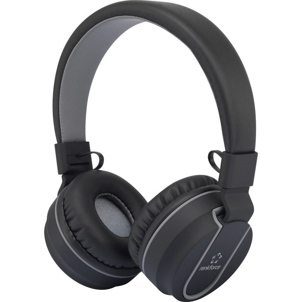 Renkforce RF-BTK-100 On Ear Headset Bluetooth® Schwarz, Grau Heads Kopfhörer
